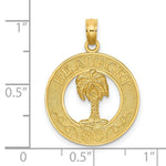 Load image into Gallery viewer, 14K Yellow Gold BEAUFORT, SC On Round Frame With Palm Tree Charm Pendant
