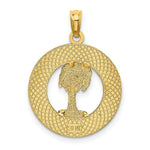 Load image into Gallery viewer, 14K Yellow Gold BEAUFORT, SC On Round Frame With Palm Tree Charm Pendant
