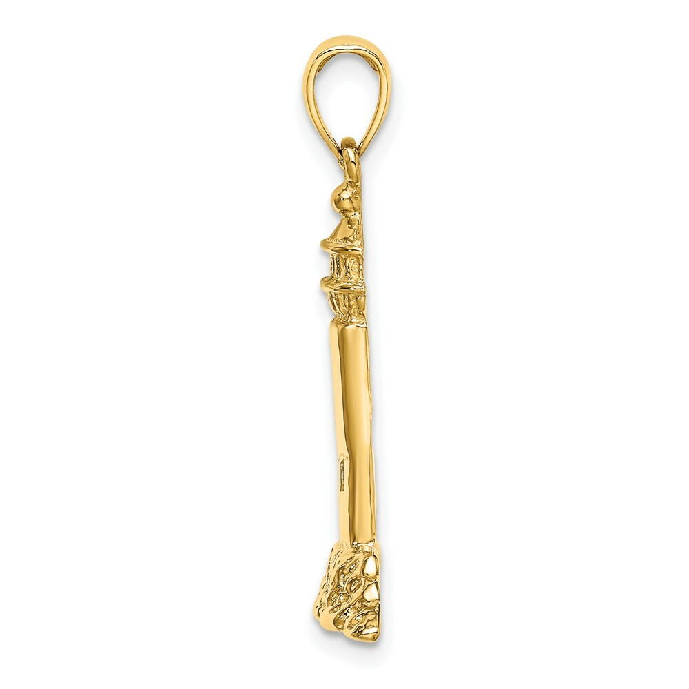 14K Yellow Gold Polished Lighthouse Charm Pendant