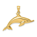 Load image into Gallery viewer, 14K Yellow Gold Polished Swimming Dolphin Charm Pendant
