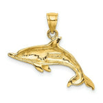 Load image into Gallery viewer, 14K Yellow Gold 2-D &amp; Polished Swimming Dolphin Charm Pendant
