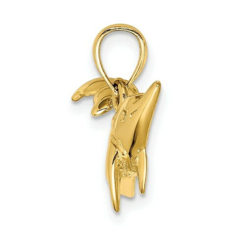 14K Yellow Gold Polished Dolphin Charm Pendant