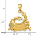 Load image into Gallery viewer, 14K Yellow Gold 2-D &amp; Polished Blue Crab Charm Pendant
