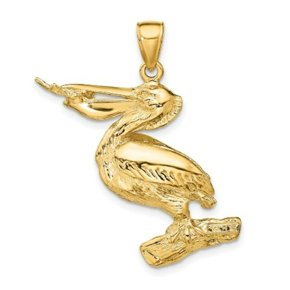 14K Yellow Gold 3-D Pelican Pendant