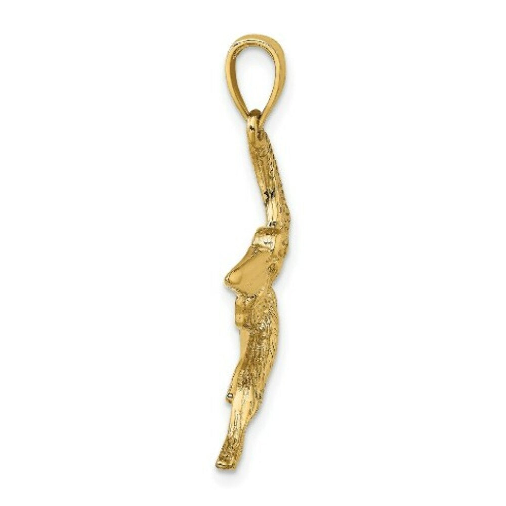 14K Yellow Gold 2-D Flying Pelican Charm Pendant