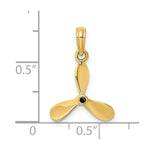 Load image into Gallery viewer, 14K Yellow Gold 3-D With 3 Blades Propeller Charm Pendant
