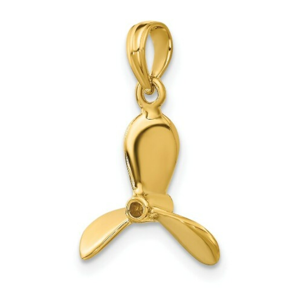 14K Yellow Gold 3-D With 3 Blades Propeller Charm Pendant