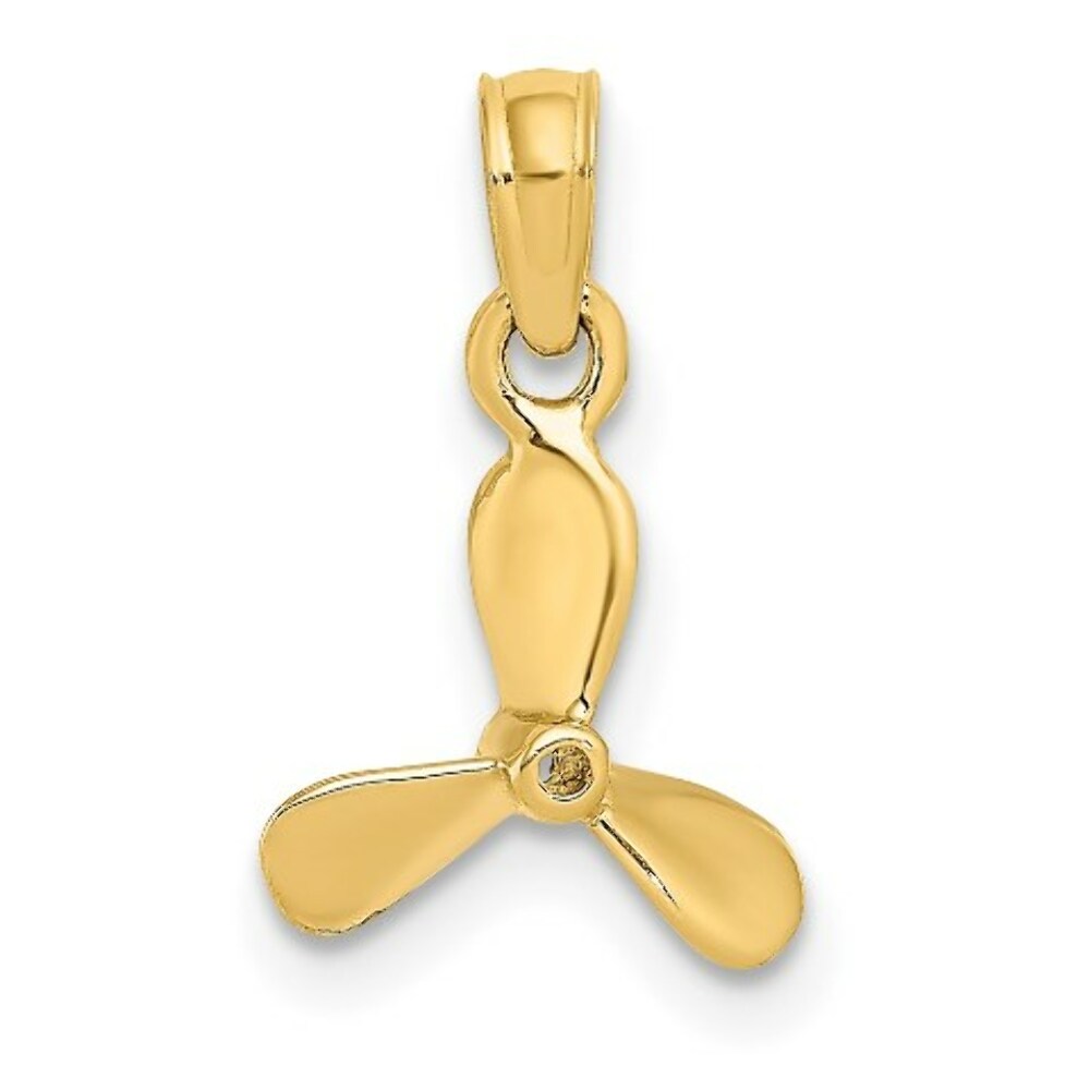 14K Yellow Gold 3-D With 3 Blades Propeller Charm Pendant