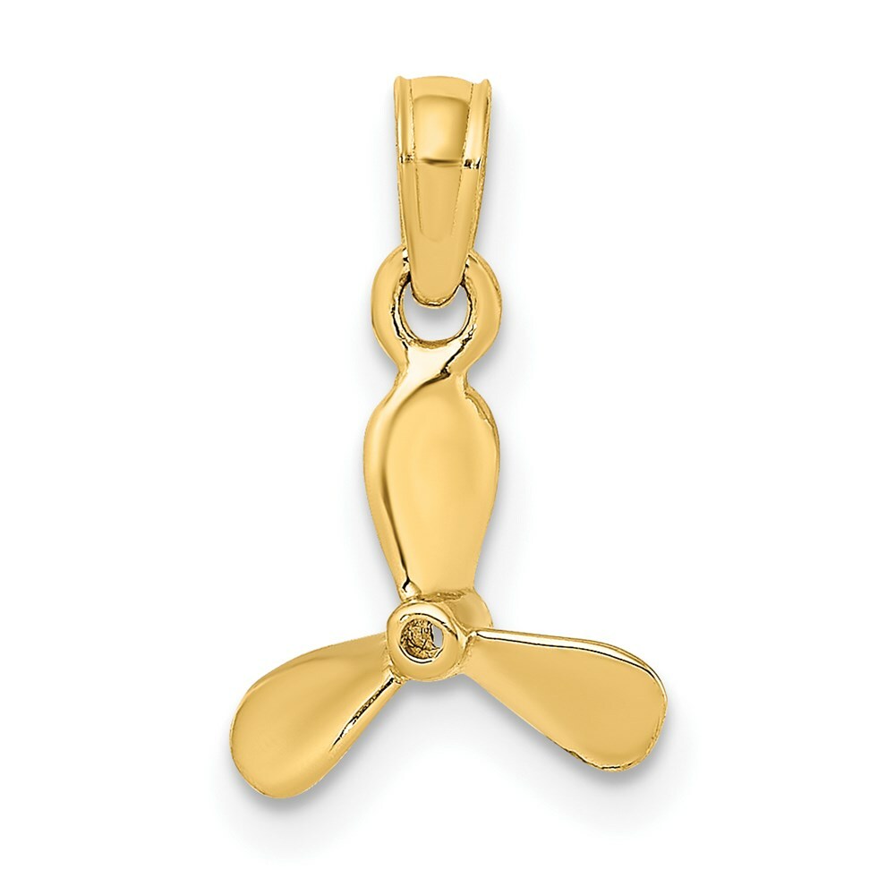 14K Yellow Gold 3-D With 3 Blades Propeller Charm Pendant