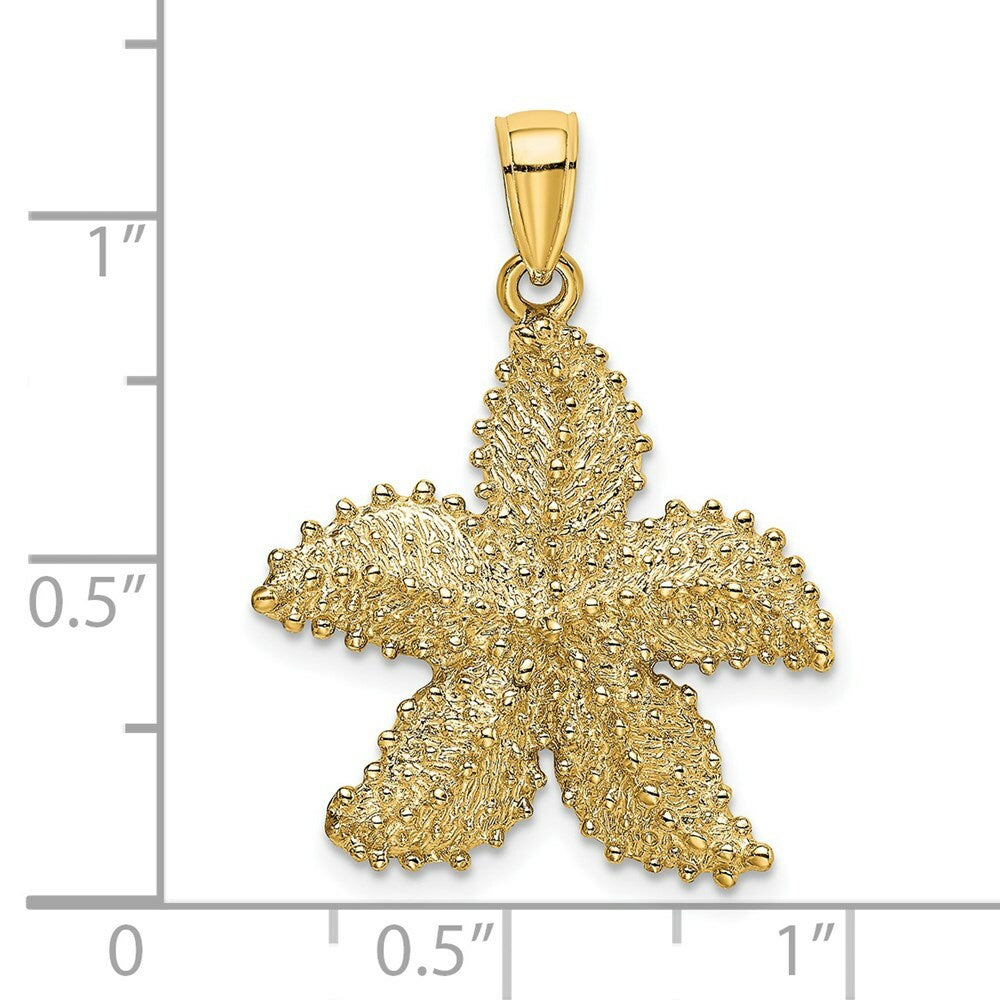 14K Yellow Gold Beaded Starfish Charm Pendant