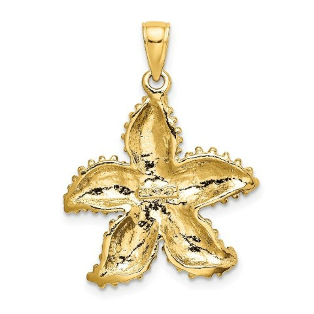 14K Yellow Gold Beaded Starfish Charm Pendant