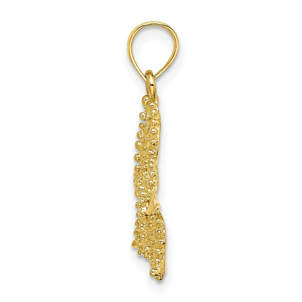 14K Yellow Gold Beaded Starfish Charm Pendant