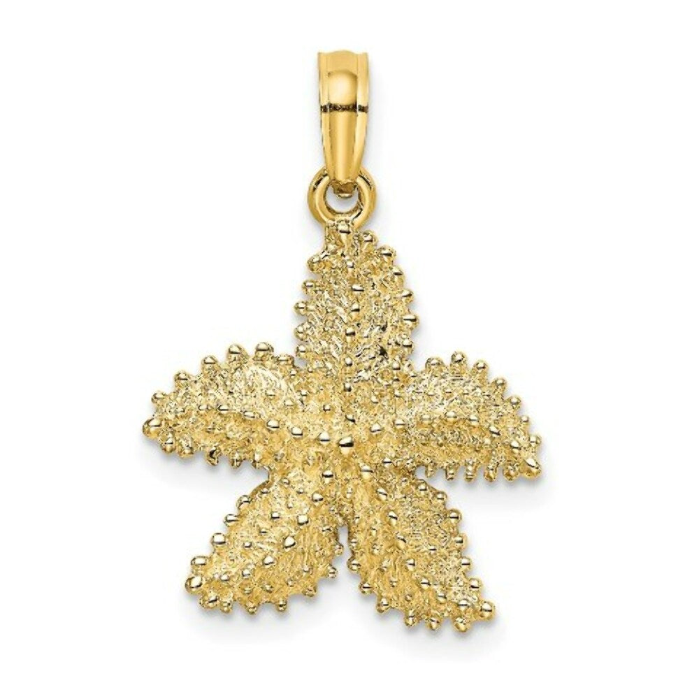 14K Yellow Gold Beaded Starfish Charm Pendant