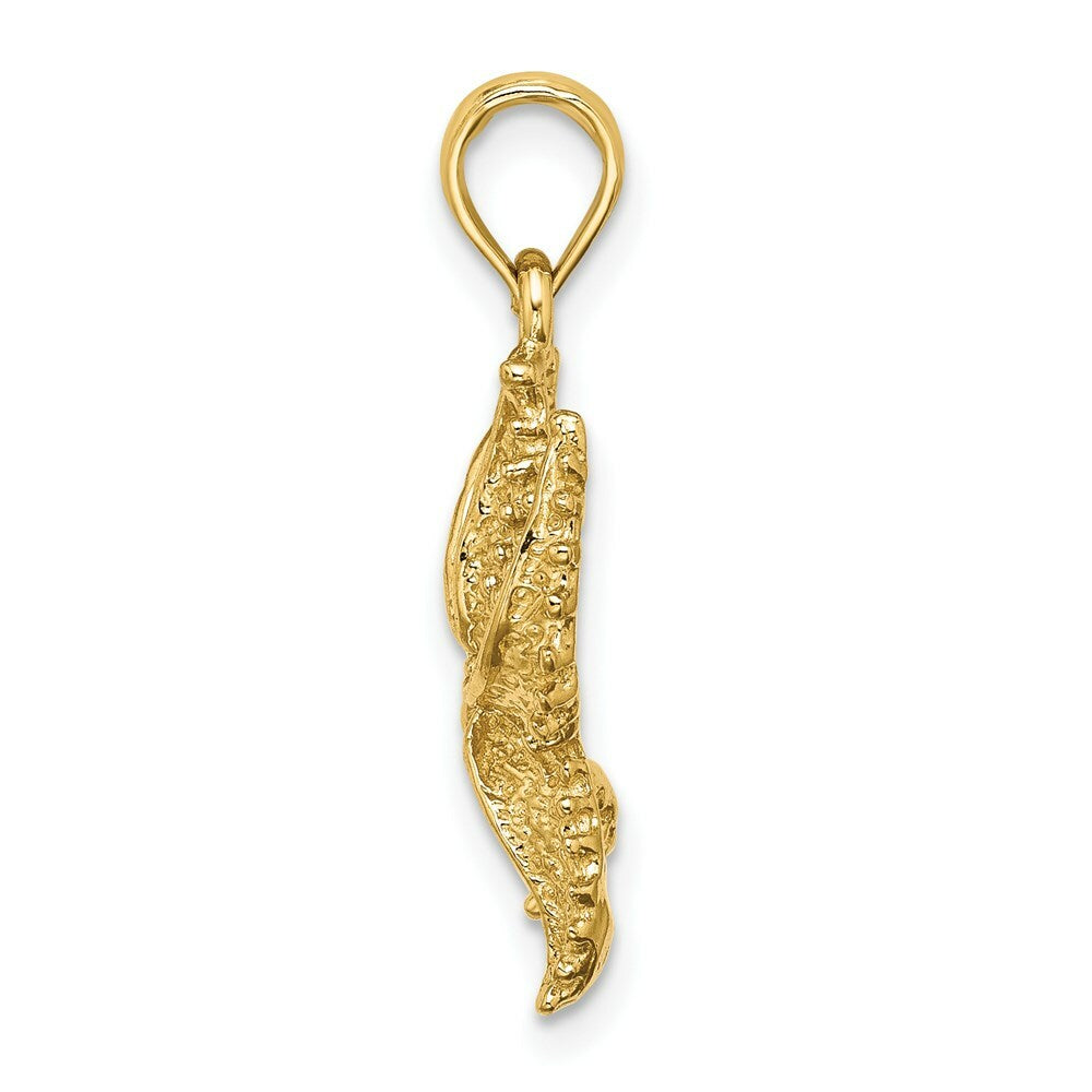 14K Yellow Gold Textured Starfish Charm Pendant