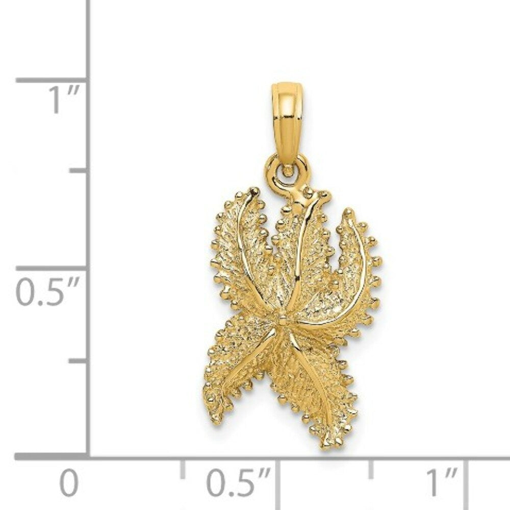 14K Yellow Gold Textured Starfish Charm Pendant