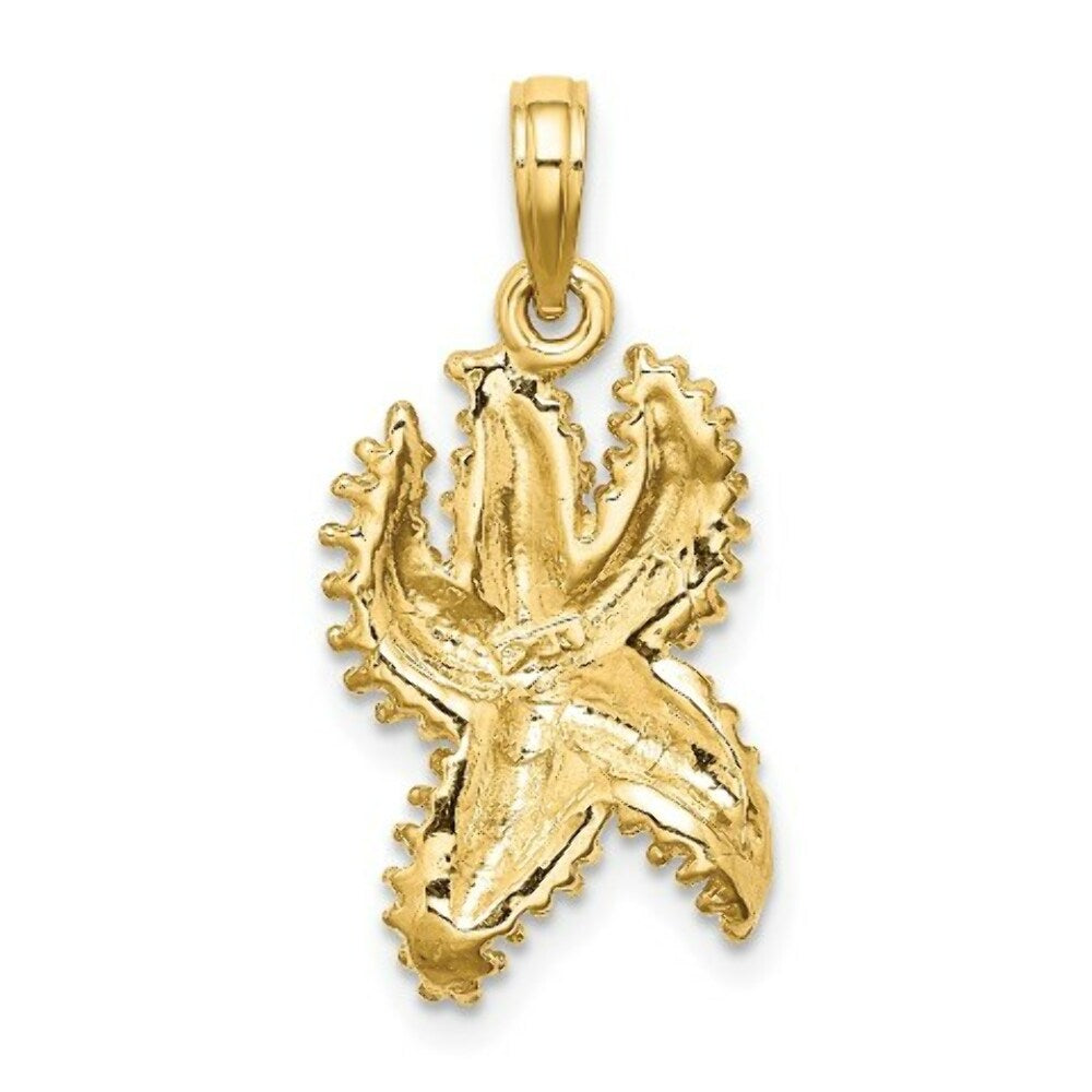 14K Yellow Gold Textured Starfish Charm Pendant
