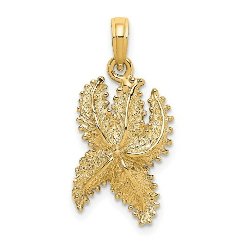 14K Yellow Gold Textured Starfish Charm Pendant
