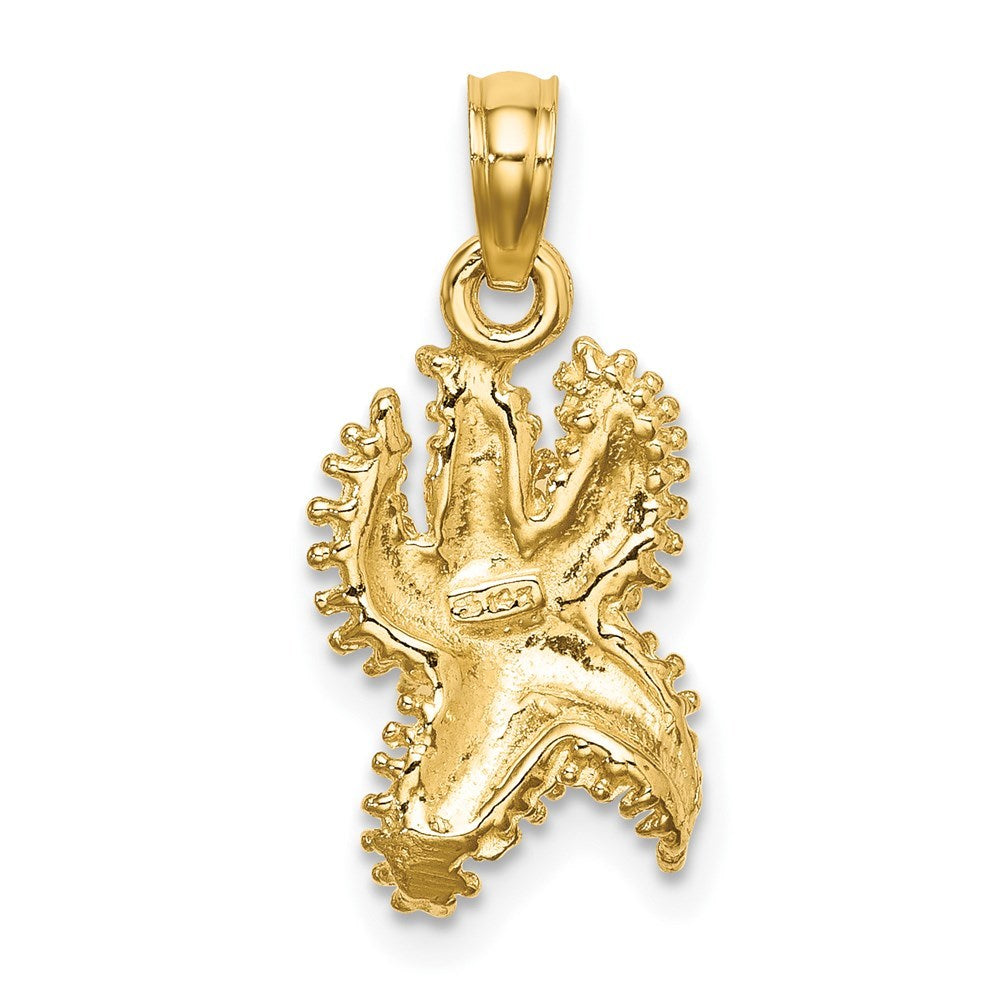 14K Yellow Gold Textured Starfish Charm Pendant