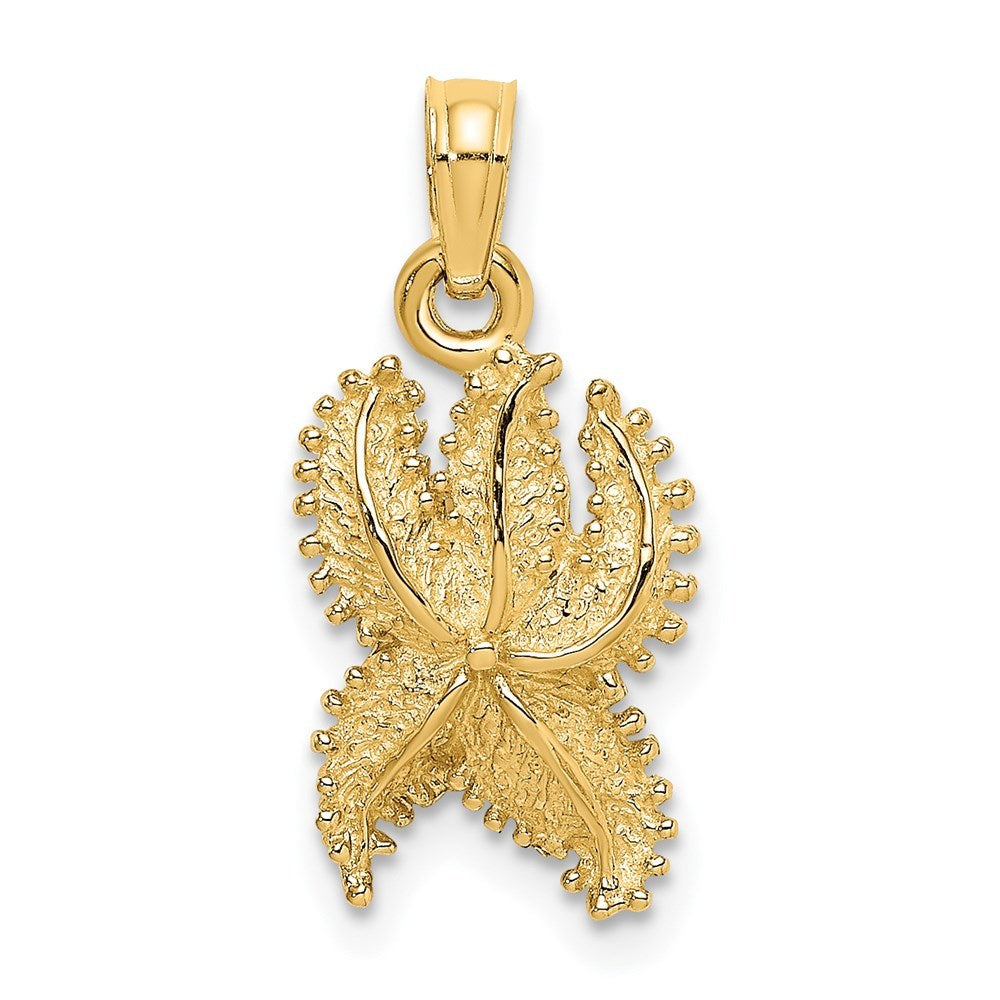 14K Yellow Gold Textured Starfish Charm Pendant