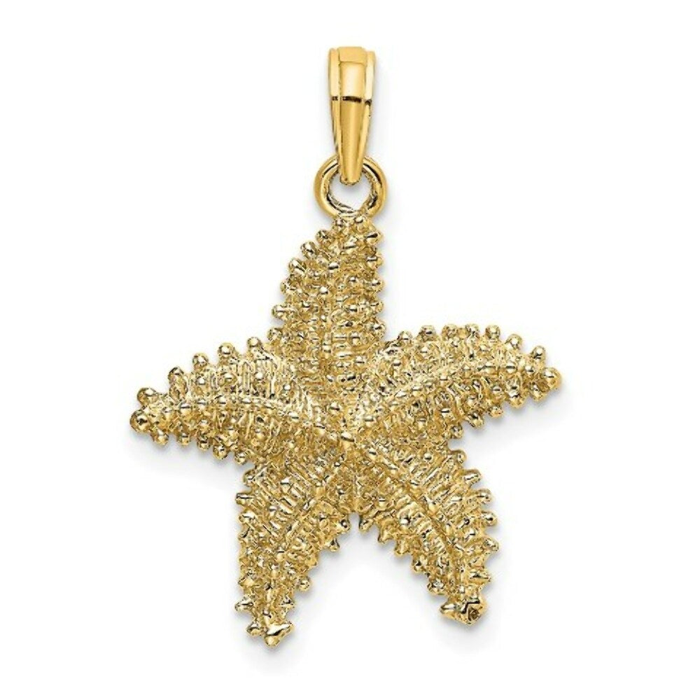 14K Yellow Gold Starfish With Beaded Texture Charm Pendant