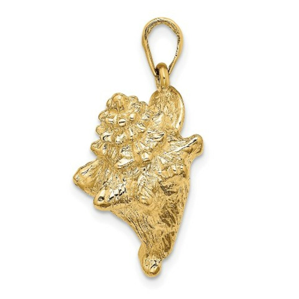 14K Yellow Gold 3-D Conch Shell Charm Pendant