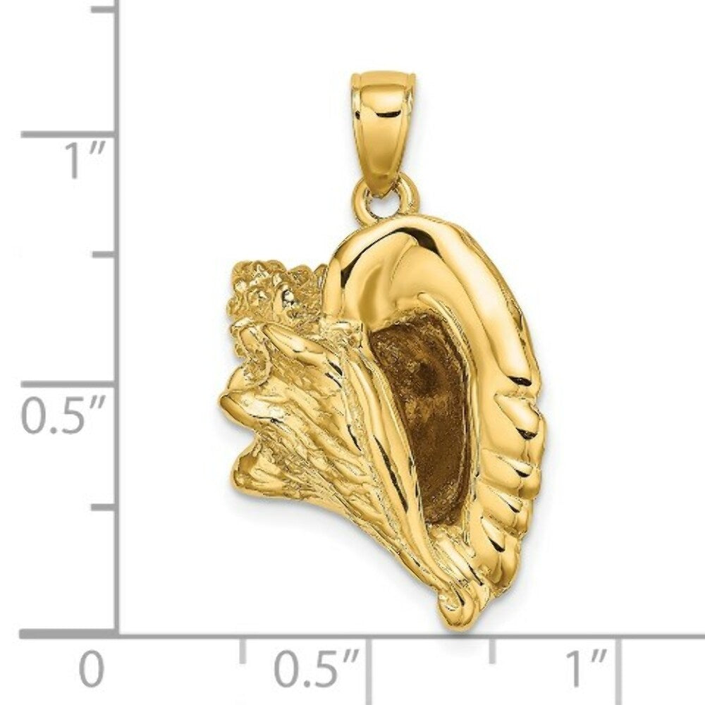 14K Yellow Gold 3-D Conch Shell Charm Pendant