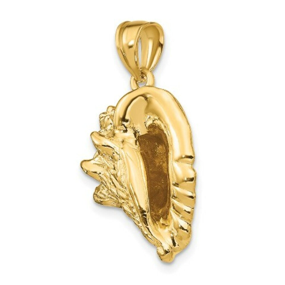 14K Yellow Gold 3-D Conch Shell Charm Pendant