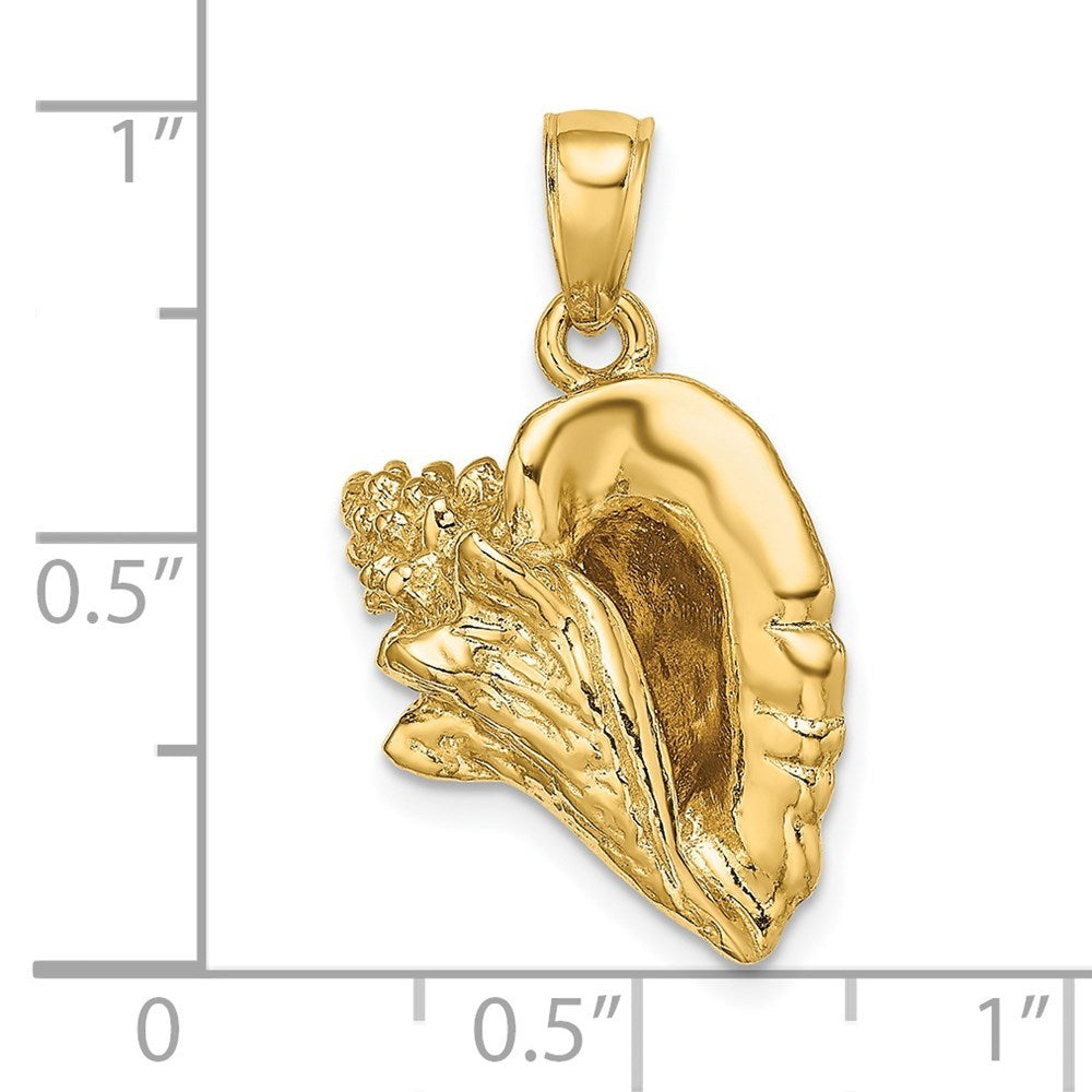 14K Yellow Gold 3-D Conch Shell Charm Pendant