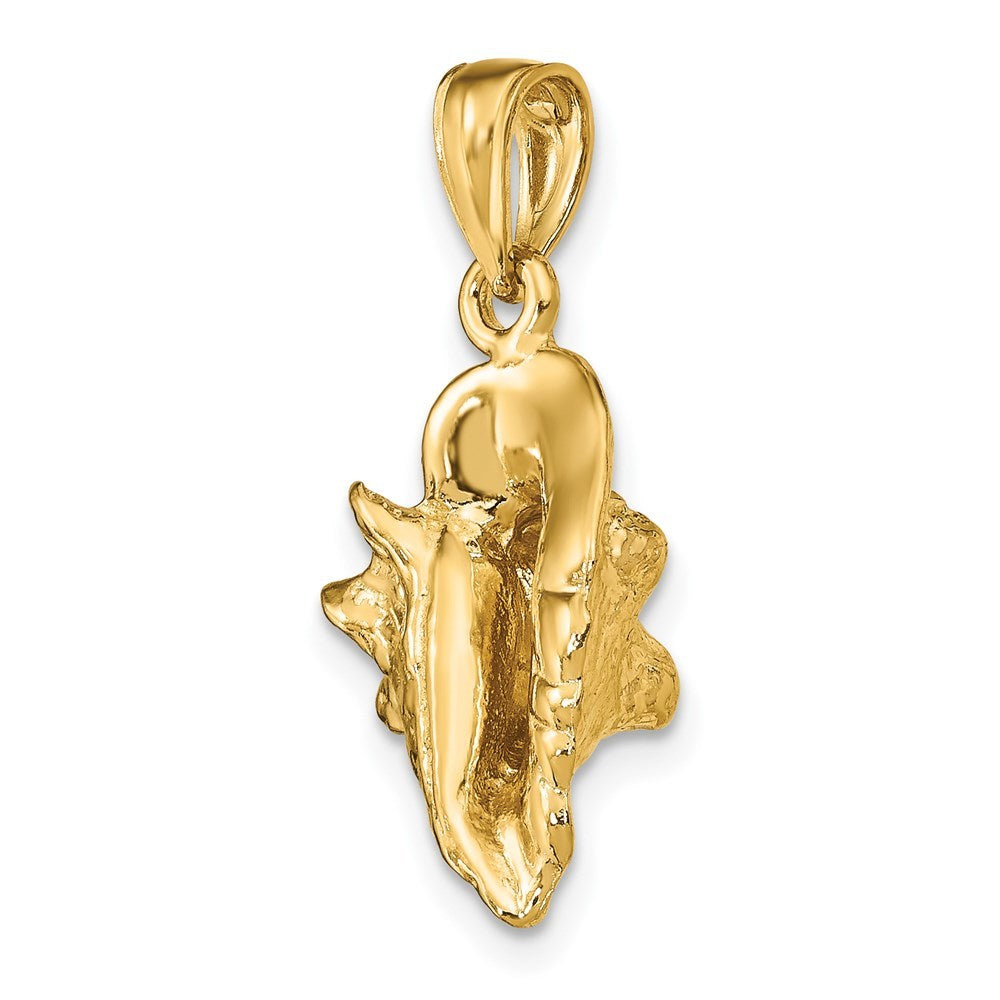 14K Yellow Gold 3-D Conch Shell Charm Pendant