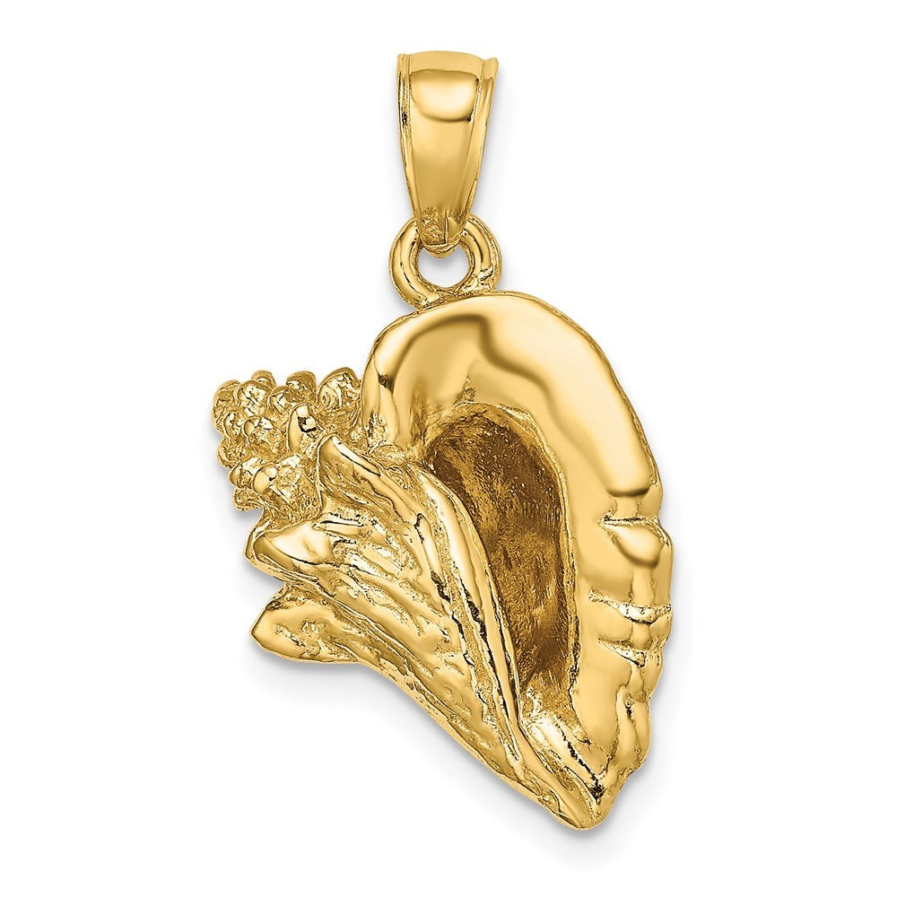 14K Yellow Gold 3-D Conch Shell Charm Pendant