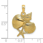 Load image into Gallery viewer, 14K Yellow Gold 2-D &amp; Textured Shell Cluster With Starfish Charm Pendant
