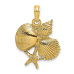 Load image into Gallery viewer, 14K Yellow Gold 2-D &amp; Textured Shell Cluster With Starfish Charm Pendant
