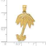 Load image into Gallery viewer, 14K Yellow Gold 2-D Textured Single Palm Tree Charm Pendant

