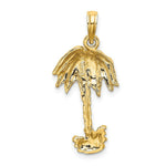 Load image into Gallery viewer, 14K Yellow Gold 2-D Textured Single Palm Tree Charm Pendant
