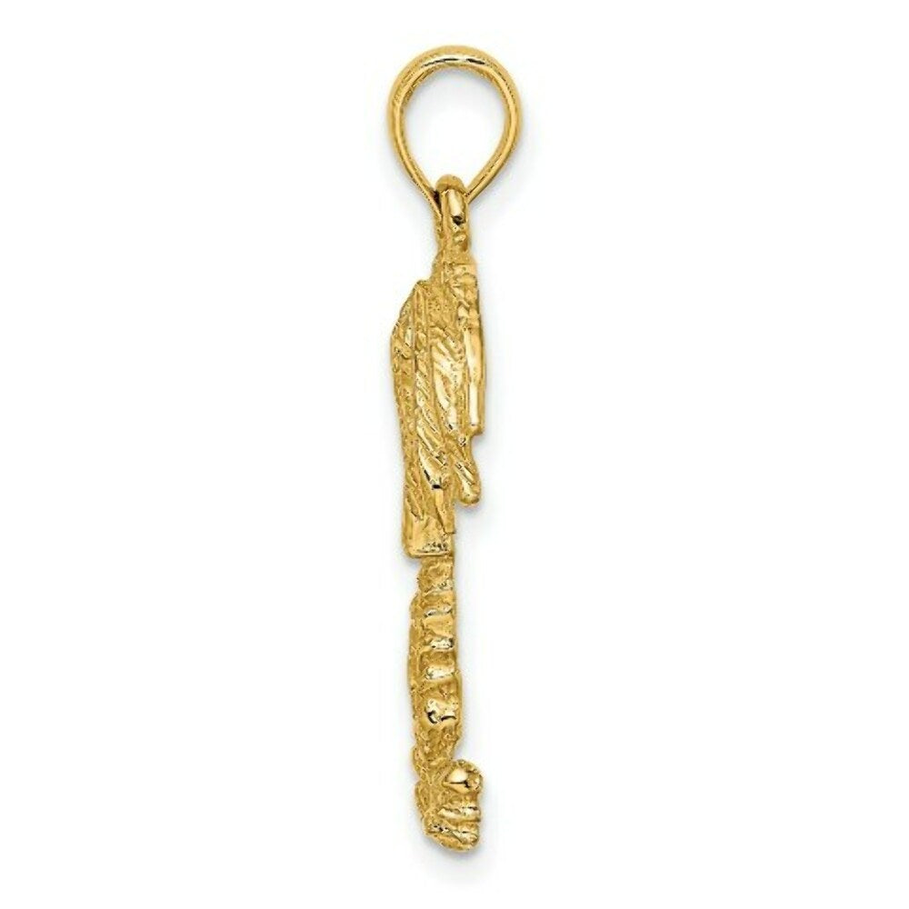 14K Yellow Gold 2-D Textured Single Palm Tree Charm Pendant