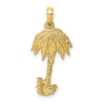 Load image into Gallery viewer, 14K Yellow Gold 2-D Textured Single Palm Tree Charm Pendant

