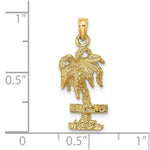Load image into Gallery viewer, 14K Yellow Gold 2-D MARCO ISLAND On Palm Tree Charm Pendant
