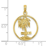 Load image into Gallery viewer, 14K Yellow Gold 2-D MARCO ISLAND Palm Tree In Round Frame Charm Pendant
