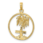 Load image into Gallery viewer, 14K Yellow Gold 2-D MARCO ISLAND Palm Tree In Round Frame Charm Pendant
