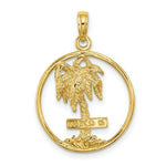 Load image into Gallery viewer, 14K Yellow Gold 2-D MARCO ISLAND Palm Tree In Round Frame Charm Pendant
