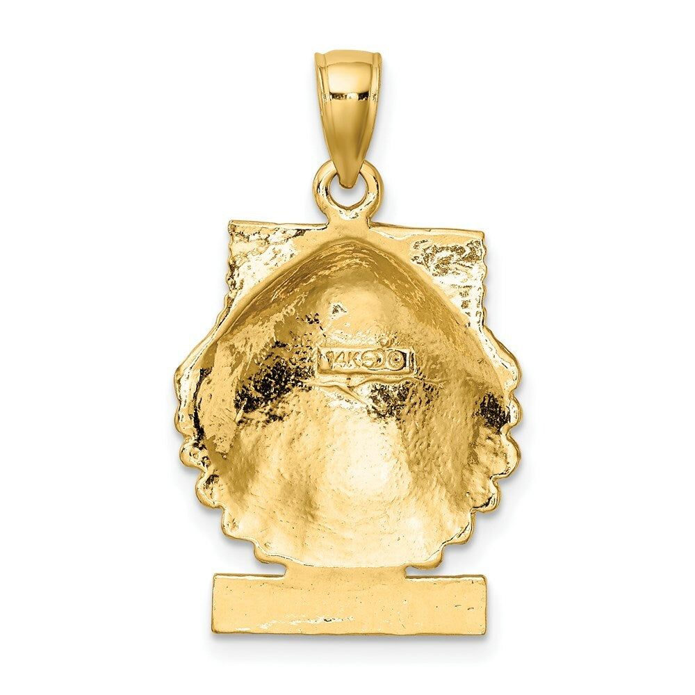 14K Yellow Gold 2-D MARCO ISLAND Under Scallop Shell Charm Pendant