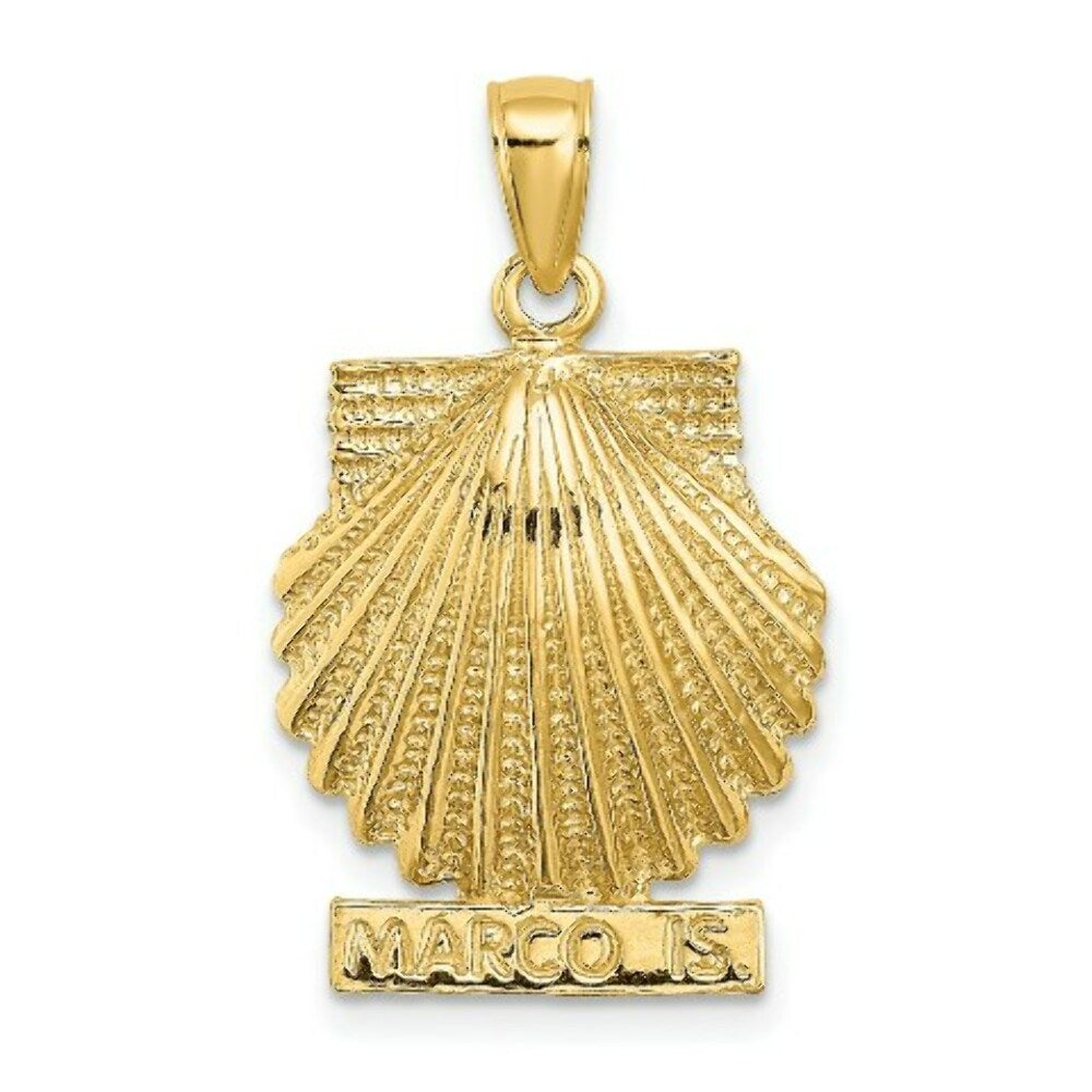 14K Yellow Gold 2-D MARCO ISLAND Under Scallop Shell Charm Pendant