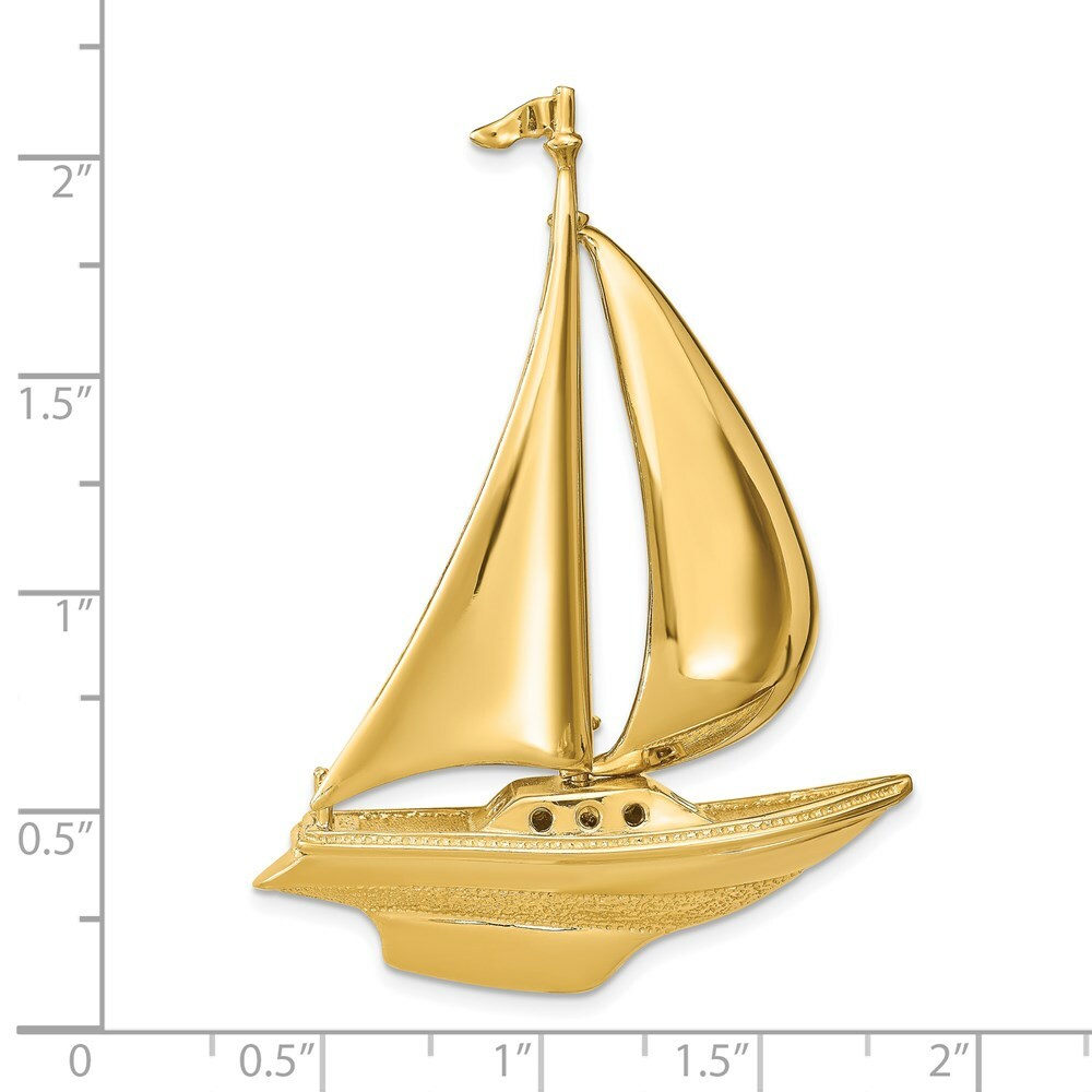 14K Yellow Gold Moveable Sailboat Slide