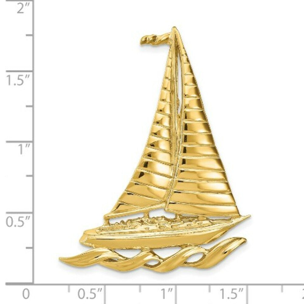 14K Yellow Gold Sailboat Slide
