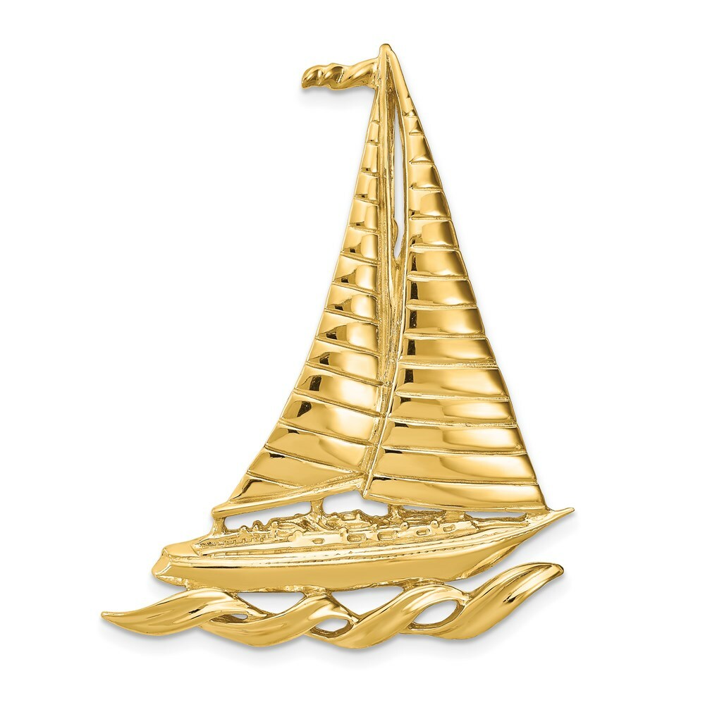 14K Yellow Gold Sailboat Slide