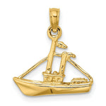 Load image into Gallery viewer, 14K Yellow Gold 3-D Cargo Ship With Tug Boat Charm Pendant
