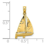 Load image into Gallery viewer, 14K Yellow Gold 3-D Polished Sailboat Charm Pendant

