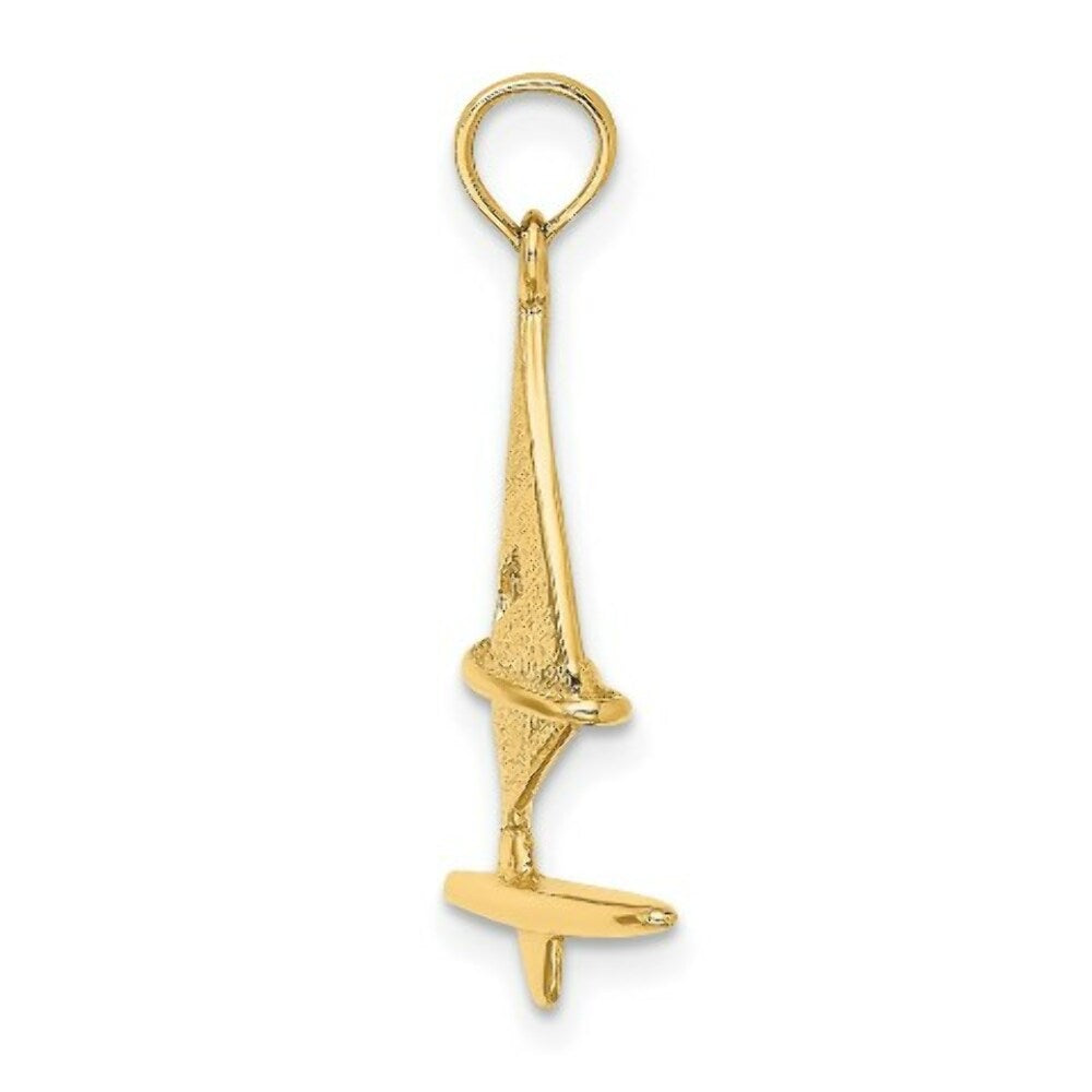 14K Yellow Gold 3-D & Textured WINDSAIL SURFING BOARD Charm Pendant