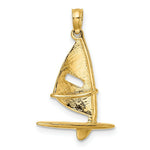 Load image into Gallery viewer, 14K Yellow Gold 3-D &amp; Textured WINDSAIL SURFING BOARD Charm Pendant
