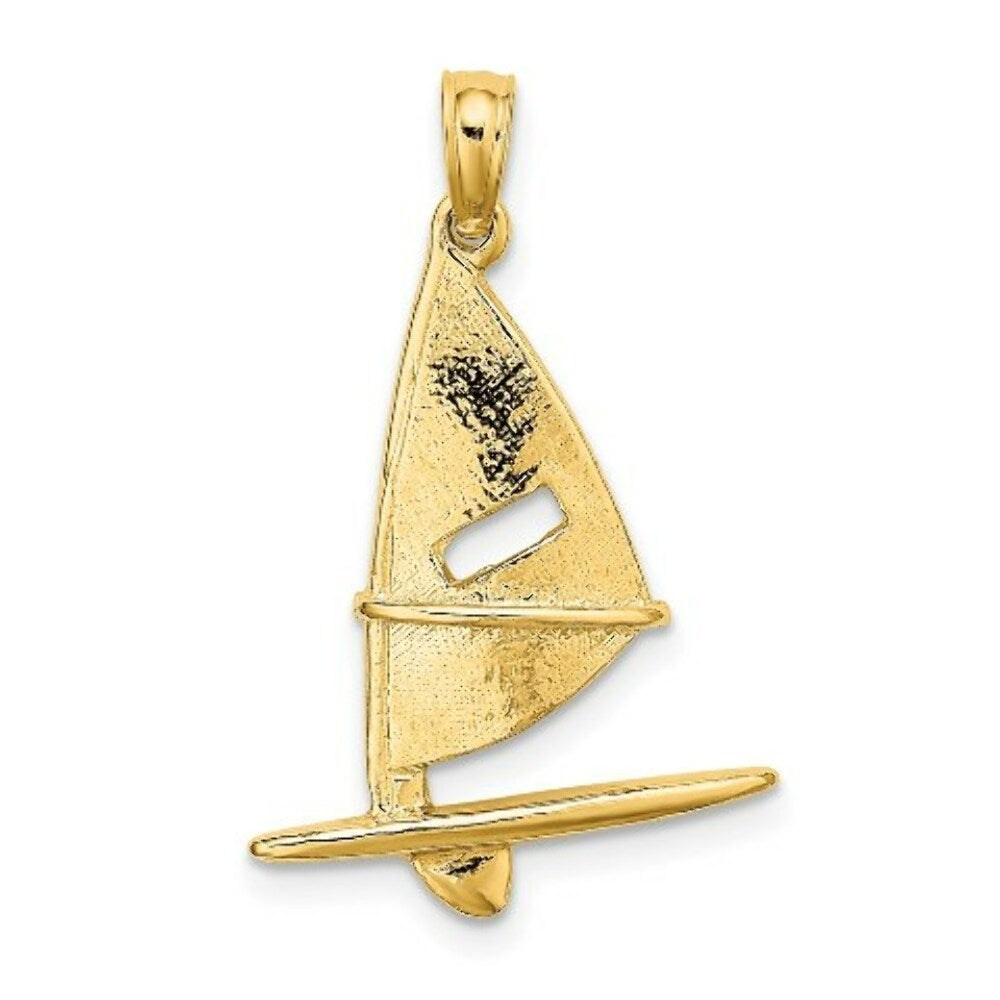 14K Yellow Gold 3-D & Textured WINDSAIL SURFING BOARD Charm Pendant